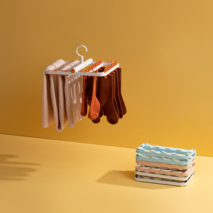 HeDou Foldable Drying Rack With Clips For <b>Socks</b> Underwear Clothes Organizer Rectangle Hook Type White <b>Orange</b> - Product Image 3
