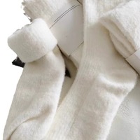 Chaussettes décontractées mi-mollet pour femmes en velours de vison blanc, respirantes, écologiques, absorbant la transpiration, séchage rapide, doublées polaire, automne-hiver
