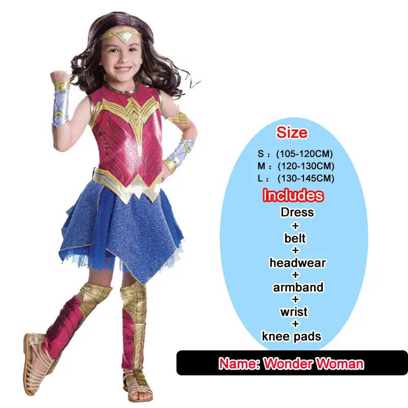 MQATZ Girls Wonder Woman Costume Halloween Set Princess Party Dress Ladybug Kids Costume EK201