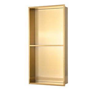 <span class=keywords><strong>Niche</strong></span> <span class=keywords><strong>de</strong></span> douche double en acier inoxydable robuste 12''x24'' à encastrer, finition or brossé, sans carrelage nécessaire - Product Image 1