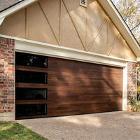 Porte de garage moderne en alliage d'aluminium 9x7, porte à enroulement avec fenêtres, surface finie pour villa et maison