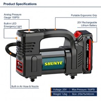2026 New Design Portable Large Capacity Battery Air Compressor Car Tire Inflator Tire Pressure Monitor LED Light