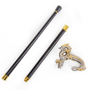 Canne de luxe sculptée en métal motif dragon de 36,61 pouces avec accents dorés et manche noir, bâton de marche, cadeau de fête, canne de déguisement, vente en gros - Product Image 5