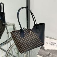 Sac à main vintage unique imprimé pour le dropshipping, sac seau tendance bicolore avec bandoulière et poche pour téléphone/portefeuille