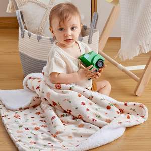 Franela Sherpa bebé manta Reversible suave Micro polar niño cama Manta con estampado de flores para niños Floral - Product Image 4