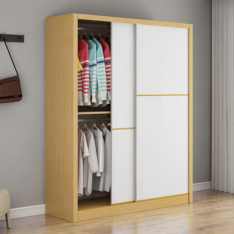 Sliding Door Wardrobe Almirah Clothespress Simple Modern Panel Wardrobe Storage Cabinet