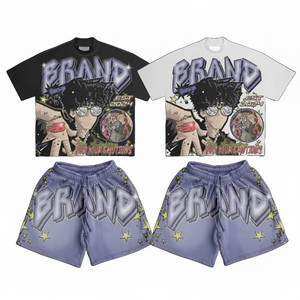 Factory Price Plus Size Men's Embroidered Summer Shirt and Shorts <b>Set</b> Outdoor Casual Streetwear Simple Plain Design - Product Image 1