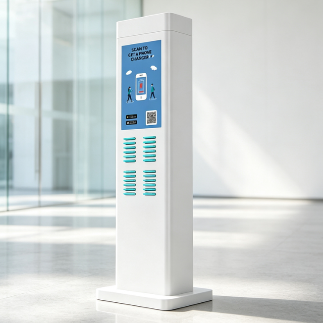 Vertical Floor Standing Shared Power Bank Rental Station 24 Slots Self Service Mobile Phone Charging Kiosk Vending Machine