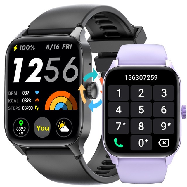 1.85 Inch Heart Rate Monitor with Blood Pressure Body Temperature & Blood Oxygen Waterproof TFT Smart Watch with Silicone Band
