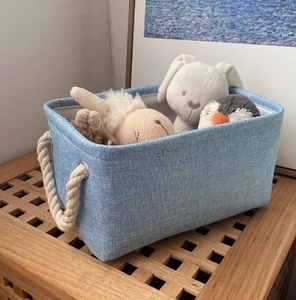 Panier de rangement en tissu de coton et de lin pliable de haute qualité, bacs de rangement ménagers, organisateur - Product Image 6