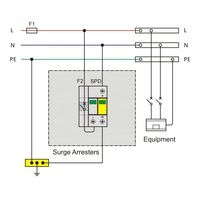 Boîtier de protection contre les surtensions monophasé Telebahn 275V/255V 20-40kA T2 pour alimentation CA, dispositif de protection contre les surtensions pour TT/TN, vente en gros