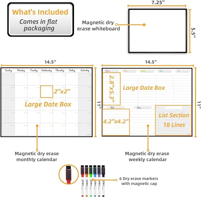 Aangepaste Groothandel Acryl Hoge Kwaliteit Helder Acryl Wekelijkse Maandelijkse Planner Magnetisch Bord En Kalender Voor Koelkast