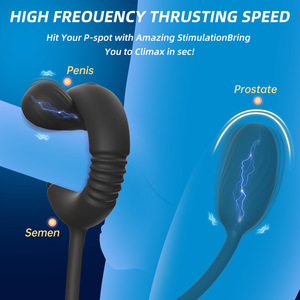 Nieuwe Cockring <span class=keywords><strong>Vibrator</strong></span> Prostaat Orgasme Vibratie Massager Mannelijke Siliconen Springende Ei Anale Plug met Penil Ring - Product Image 2