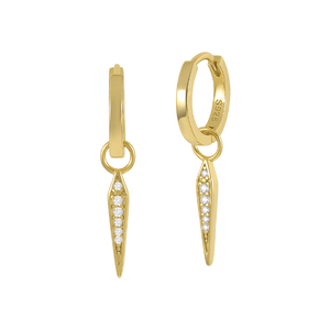 Pendientes QLEESI S925 con Zirconia Triangular Simple, Chapados en Oro de 18k - Product Image 1
