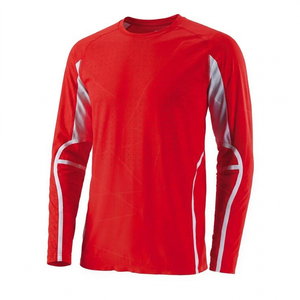 เสื้อเจอร์ซีย์มอเตอร์ไซค์แขนยาวสีแดง แห้งเร็ว ระบายอากาศได้ดี เสื้อแข่ง BMX โมโตครอส เสื้อกีฬาสำหรับผู้ใหญ่ สกรีนโลโก้ได้ - Product Image 1