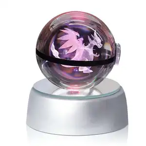 JY Großhandel Schöne LED-Basis Kristall benutzer definierte Laser gravur 3D Ball Für Kinder Geschenk