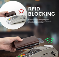 Tarjetero de Aluminio para Tarjetas de Crédito y de Identificación, de Microfibra y Cuero, Delgado, Inteligente, con Bloqueo RFID, para Hombre, con Clip Metálico para Billetes