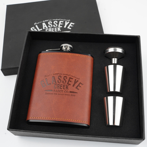 Bán Buôn 7Oz 11Oz Biểu Tượng Tùy Chỉnh Whiskey 304 Thép Không Gỉ Với Da Hip <span class=keywords><strong>Flask</strong></span> Bộ Quà Tặng Cho Rượu Ngoài Trời Bị Rò Rỉ Bằng Chứng - Product Image 2