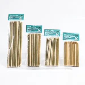 Natural Bamboo Sticks flat Bbq Skewers bamboo bbq skewers With Customized Logo