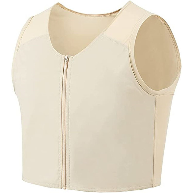 Lesbian Zip up  Compression Shaper Wear Women Transgender Tomboy Elastic Chest Binder Pullover Tank Top