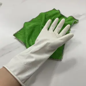 Weiße Farbe lange Manschette Frauen Geschirrs pül mittel wieder verwendbare Küche Reinigung Gummi Latex Arbeit Haushalts handschuhe