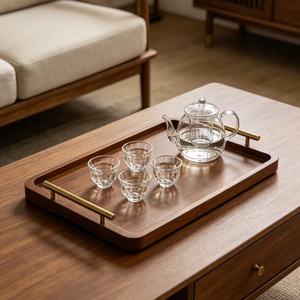 Bamboo Wood <b>Tea</b> <b>Tray</b> Rectangular With Handle For Home Hotel Restaurant Serving <b>Trays</b> - Product Image 2