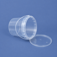 Seau en plastique transparent rond de qualité alimentaire avec couvercle, vide, pour emballage alimentaire et glaces – Vente en gros