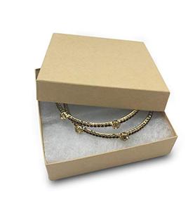 100 Pack <b>Beige</b> Kraft Jewelry <b>Boxes</b> with Cotton Lining, Bulk Square Gift <b>Boxes</b> for Bracelets & Earrings - Product Image 1