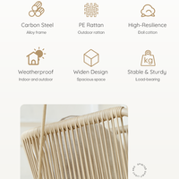 Fauteuil suspendu de patio individuel Meiqi moderne et écologique, résistant aux intempéries, avec structure en acier au carbone, idéal pour balcon, jardin, cour et parc