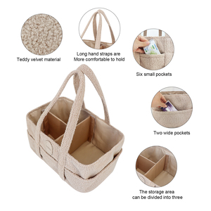 <span class=keywords><strong>Sac</strong></span> de rangement pour couches bébé en <span class=keywords><strong>velours</strong></span> Teddy kaki, grande capacité, pour la crèche, la voiture, les voyages, avec séparateur - Product Image 3