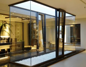 Porte d'entrée en verre à cadre en aluminium de vente chaude porte coulissante et pivotante intérieure unique - Product Image 5