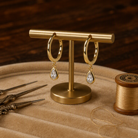 LT-EK307 Vente en gros Boucles d'oreilles créoles géométriques tendance en forme de goutte d'eau pour femmes, en argent 925 et zircon, hypoallergéniques