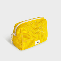Fabrication sur mesure avec logo personnalisé, petite trousse de toilette en nylon avec fermeture éclair, sac de voyage en maille, trousse de toilette, trousse à maquillage, pochette cosmétique
