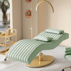 Muebles de Salón de Lujo, Camilla de Masaje de Belleza Cosmética Facial Eléctrica Blanca y Dorada, Camilla de Pestañas para Salón de Belleza - Product Image 3