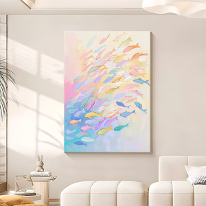 Colorful Fish Oil Painting Hand Painted Impressionism Style Living Room <b>Wall</b> Art Decor No <b>Frame</b> Modern Minimalist <b>Design</b> - Product Image 3