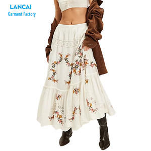 Women's Custom Fashion Summer <b>Skirts</b> for Women Bohemian 100% Cotton Long <b>White</b> Embroidery <b>Maxi</b> <b>Skirt</b> Womens <b>Skirts</b> - Product Image 1