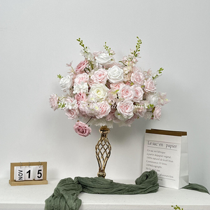 DKB White Luxury Colorful Flower Ball Wedding Decoration Pink White Artificial Rose Baby Breath Flower <strong>Centerpiece</strong> Decor - Product Image 2