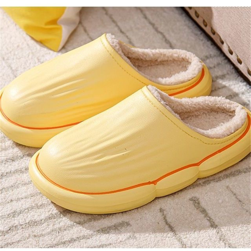 Autumn Winter Warm House Slippers Waterproof Couples Home Indoor Fuzzy Shoes