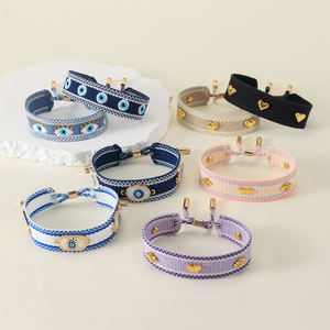 Nuova moda fatta a mano BohemiaTassel corda con rivetto a cuore regolabile braccialetto intrecciato Charm amicizia <span class=keywords><strong>male</strong></span> occhi blu braccialetti - Product Image 6