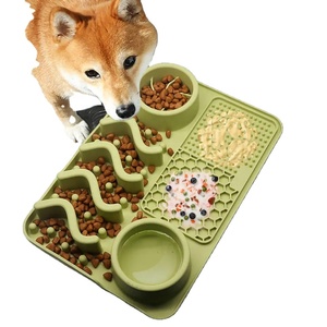 小型動物のためのペットの食事を遅くするための新しい到着カスタムロゴシリコン犬のリックマット犬のフィーダーボウルアクセサリー2 in 1 - Product Image 1