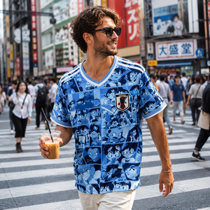 Camiseta de Fútbol de Secado Rápido para Hombre, Diseño 3D del Equipo de Japón, Cuello en V, Manga Corta, Uniforme Deportivo de Entrenamiento, Personalizable al por Mayor - Product Image 1
