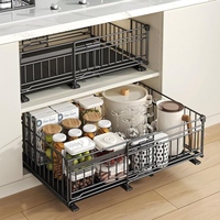 Étagère de rangement coulissante extensible à 3 rails pour salle de bain, cuisine, armoire à épices, armoire à vêtements, organisateur de placard, support réglable