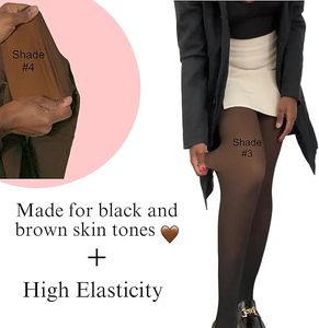 Collants Femme d'Hiver Chauds, Épais, Thermiques Doublés Polaire Noirs et Marron - Product Image 4