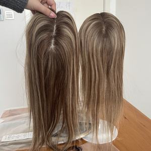 Nuevo Stock Mono Monofilamento Base Virgen Cabello humano Toppers para adelgazar el cabello Mujeres Clips en cabello humano <span class=keywords><strong>3x4</strong></span> 3x6 5x6 Diseño de base - Product Image 4