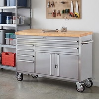 Banc de travail roulant robuste de 60 pouces avec armoire à outils, 6 tiroirs, 1 compartiment de rangement, panneau perforé, roulettes industrielles, personnalisable OEM