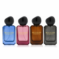 Luxuriöse 50ml Achteckige Glas-Parfümflasche mit Farbverlauf, Leere Duftsprühflasche mit Schwarzem Designer-Verschluss und Box