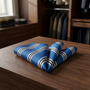 Blue Striped <b>Pocket</b> <b>Square</b> for Men Adult - Product Image 3