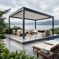 Pergola motorisée en aluminium avec toit à lames orientables pour jardin, patio, villa, balcon, résistante au vent et à la pluie