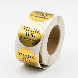 Autocollants de remerciement personnalisés en feuille d'or holographique pour petites entreprises, <span class=keywords><strong>étiquette</strong></span>s circulaires autocollantes pour l'emballage de boîtes cadeaux et d'épicerie - Product Image 1