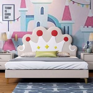 เตียงเด็กทรงโมเดิร์น รุ่น Princess  โครงไม้จริง หุ้มผ้าฝ้าย ดีไซน์มงกุฎ  นุ่มสบาย - Product Image 3